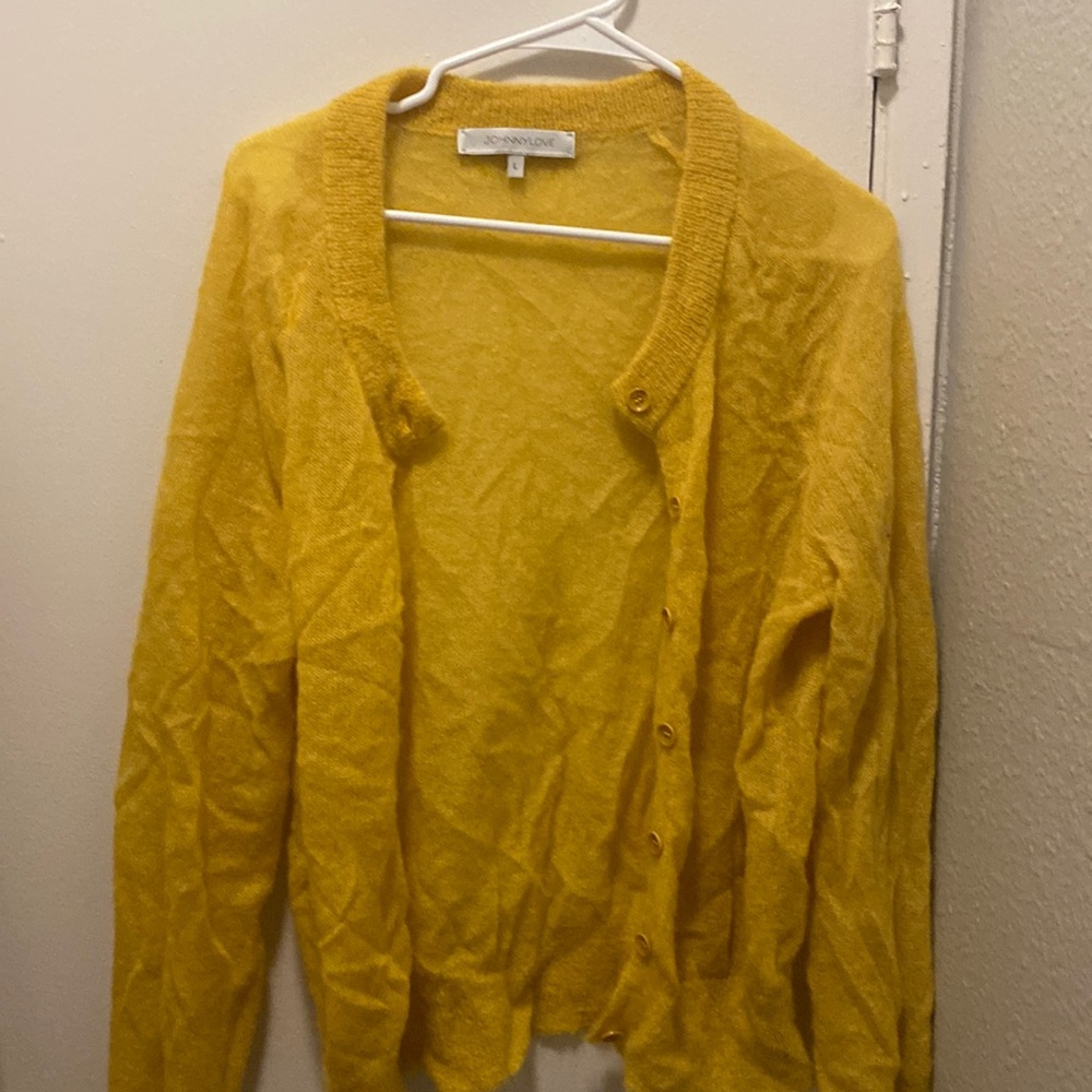 Yellow JohnnyLove cardigan in size L